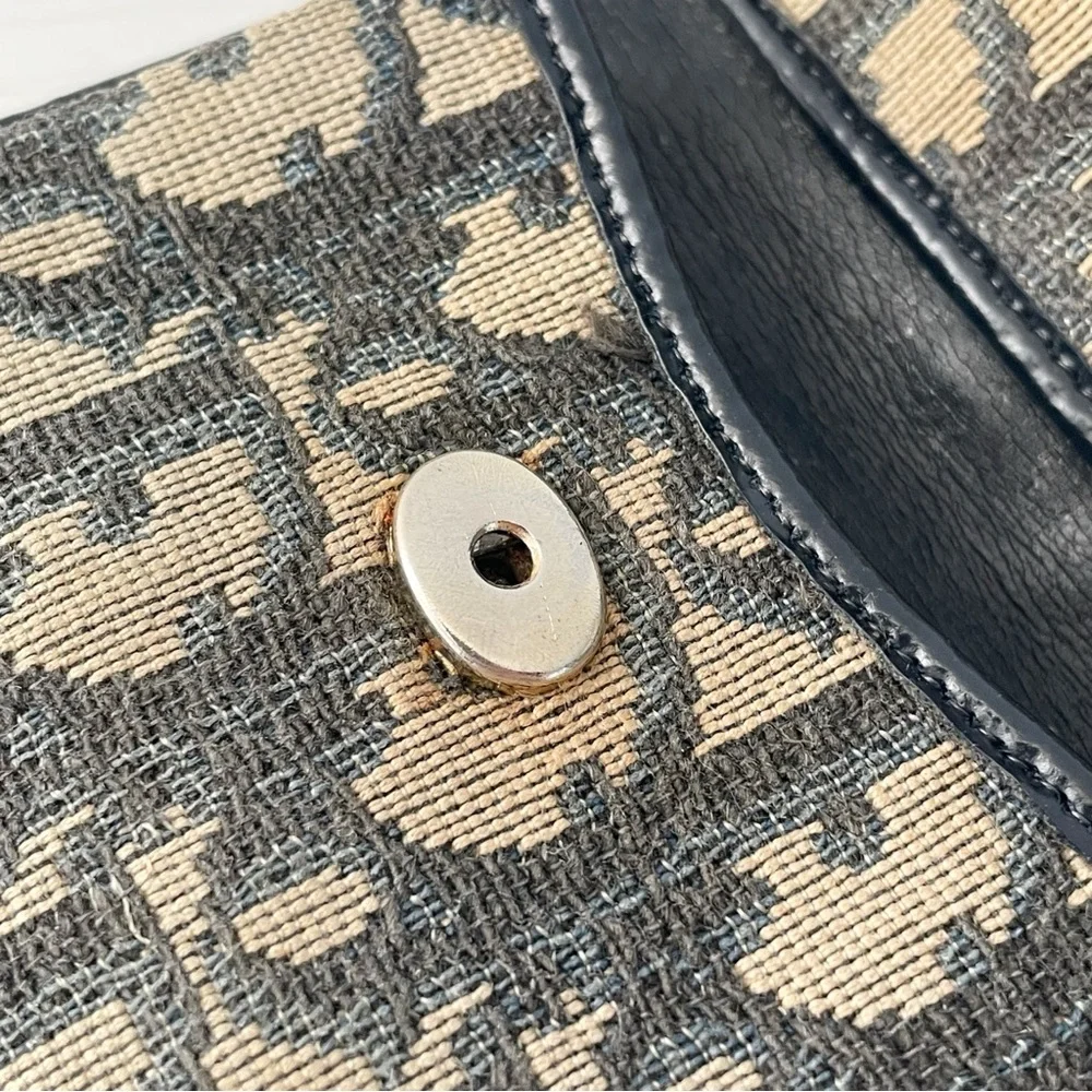 Christian Dior vintage blue trotter monogram canvas pouch